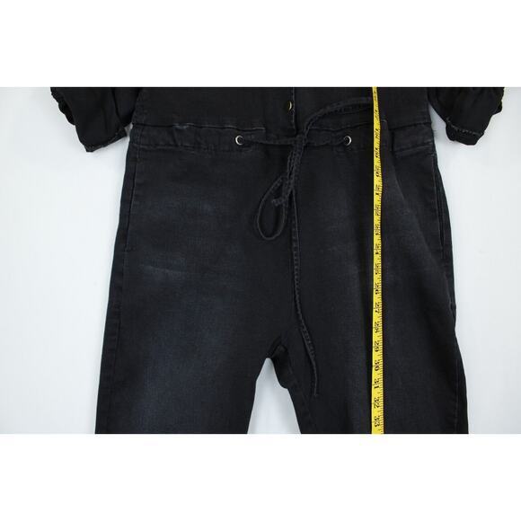 American Bazi Denim Jumpsuit Women S Loose Chain‎ Cut Out Back Stretch Black - Picture 7 of 16